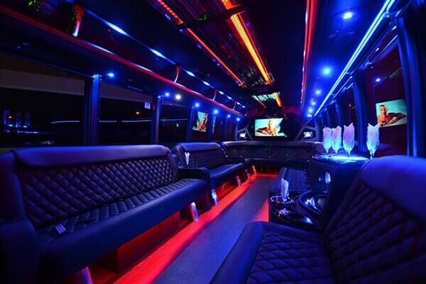 40 passenger party bus rental interior