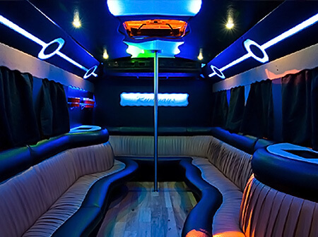 25 passenger party bus Norfolk Va interior
